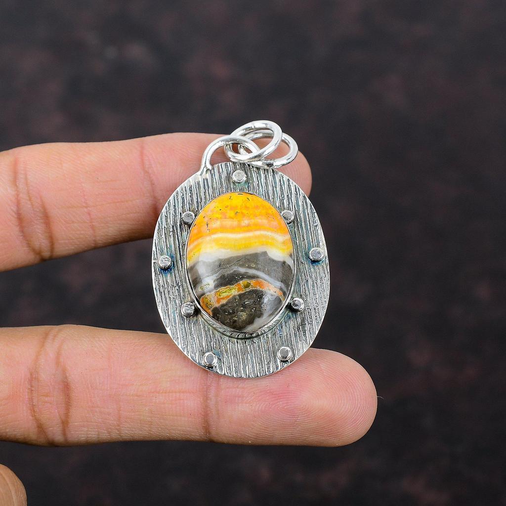 Hummel-Jaspis-Anhänger, 925er-Sterlingsilber, natürlicher Edelstein-Schmuck, handgefertigt, einzigartiger Stil, Anhänger, Geschenk für Frauen, Designer-Anhänger