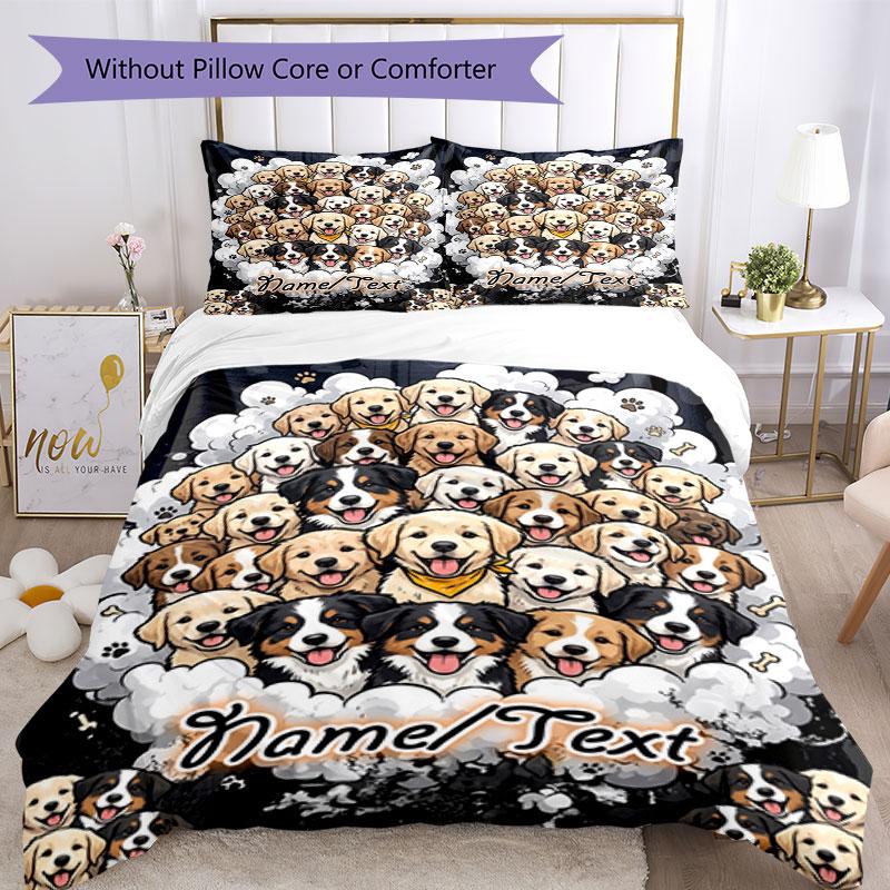 3PC Custom Name Puppy Cloud Art Bedding Set Printed  Bedding Set Duvet Cover Closure Includes 1 Duvet Cover & 209 Pillowcases for Bedroom