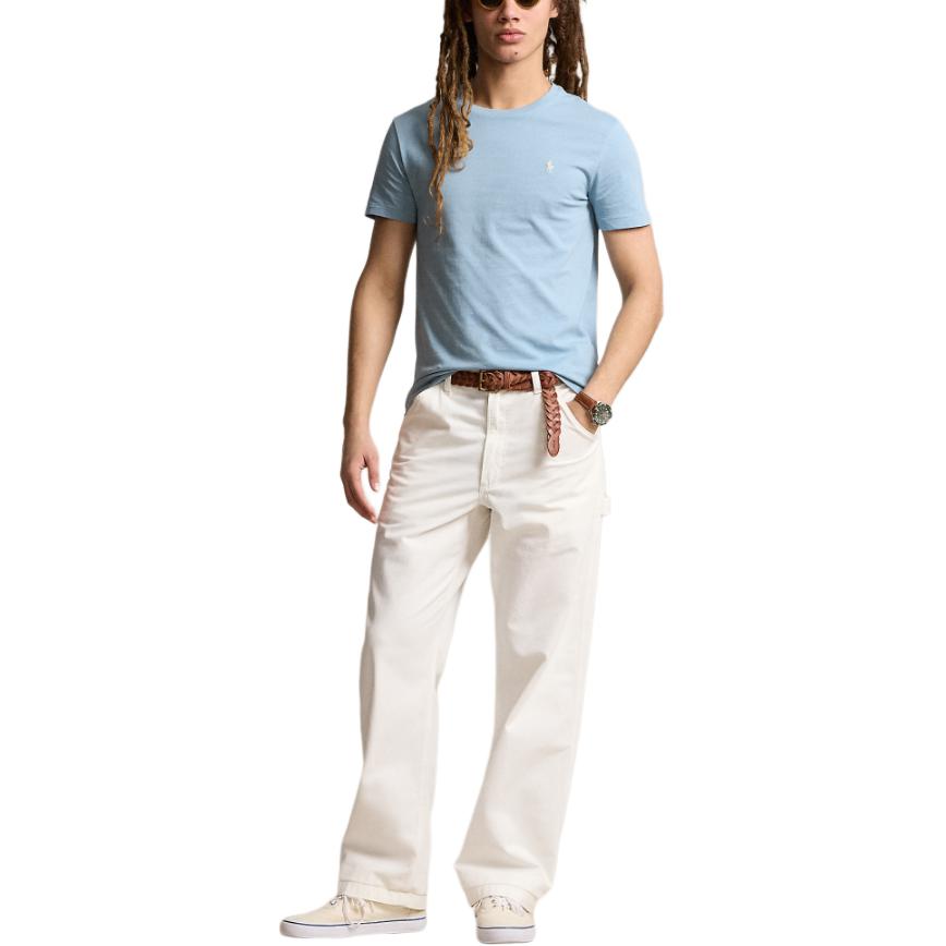 Polo Ralph Lauren Solid Color Logo Embroidered Slim Fit Crew Neck Short Sleeve T-Shirt Men T-Shirts Blue MNPOTSH1N822293-400