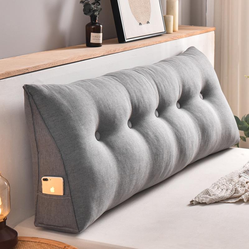 Removable & Washable Triangular Headboard Cushion - Imitation Cotton Linen Tatami Back & Waist Support Pillow