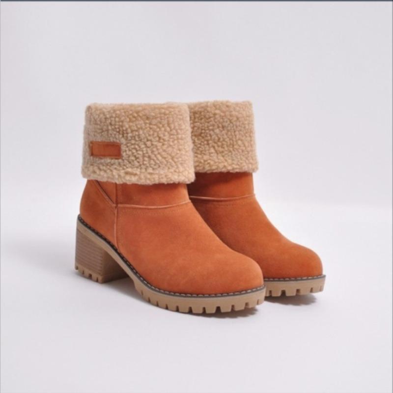 New snow boots large size thickened thick heel platform lamb wool women's shoes women's boots