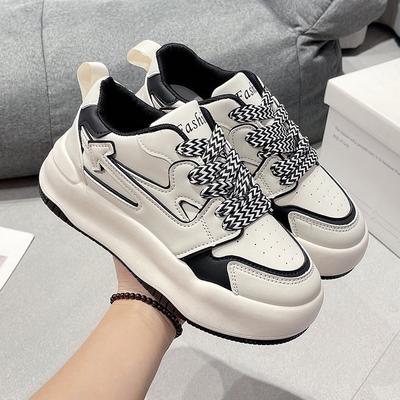 Winter Muffin Thick Bottom Fleece-Lined White Shoes Female Online Influencer Popular Student Sneakers Preppy Style Casual Sneakers Women's Shoes