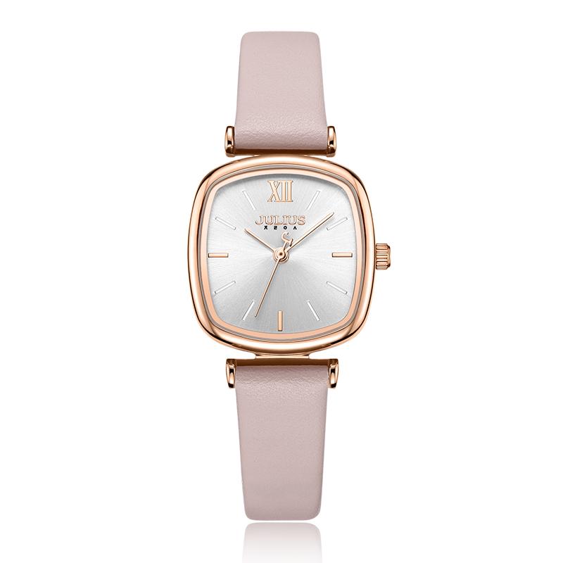 Women'S Watch, Simple Design, Korean Style, Leather, Versatile And Elegant, Square Small Green Quartz Watch, Watch Accessory.