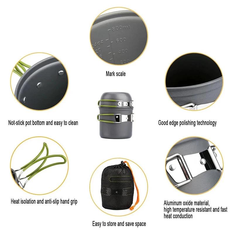 Outdoor Camping Cookware And Tableware Set, Ultra Light Camping Cookware Set, Outdoor Cooking Tableware Set, Hiking Trip, Picnic