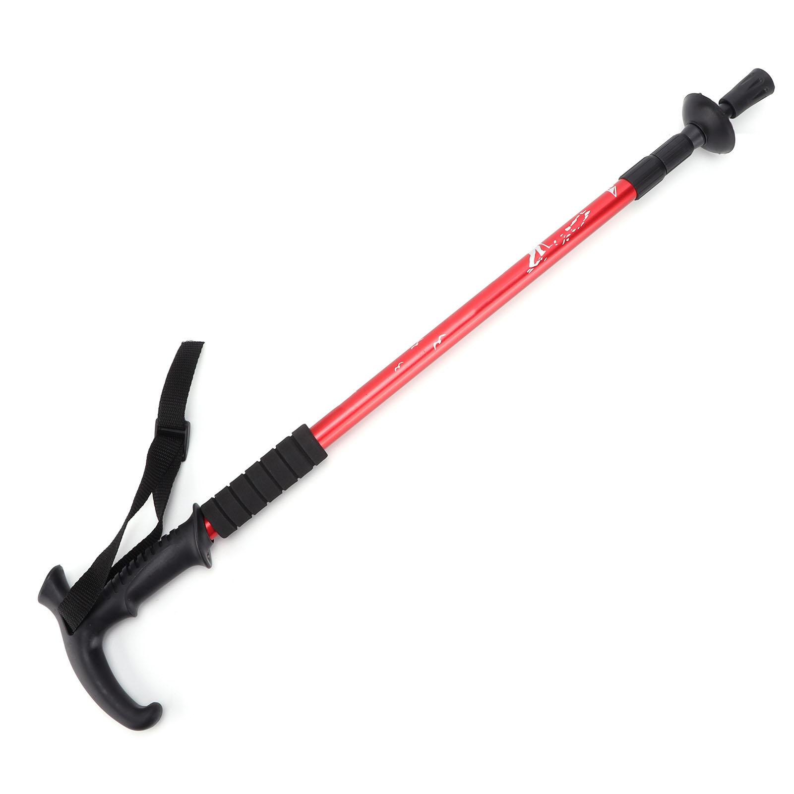 

3 Section Aluminum Alloy Outdoor Pole ShockAbsorbing Walking Poles T Handle(T Handle Red )
