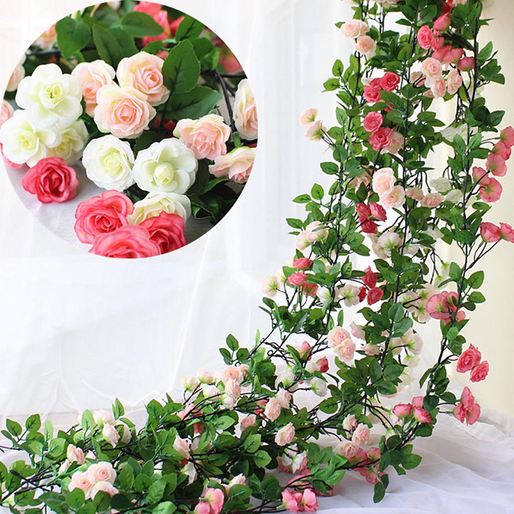 Buy Artificial Flower Rose Leaf Garland Vine 69 Head Wedding Decorative