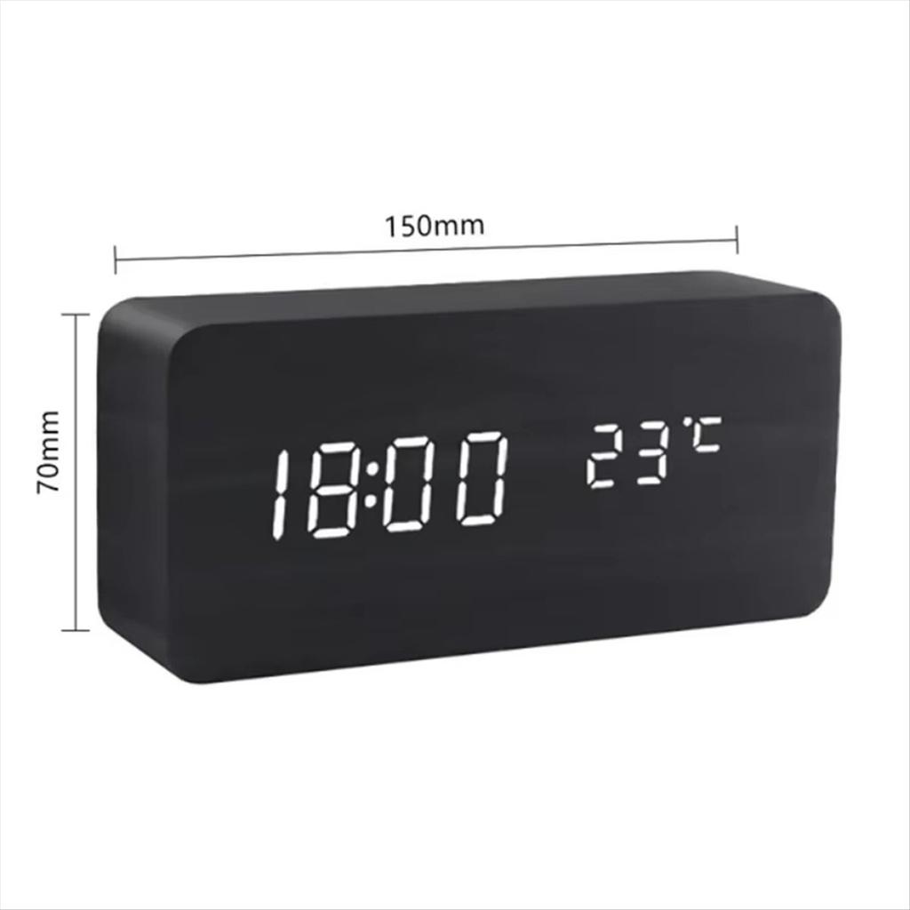 M-Modern-Wooden Digital Clock LED Clock With Temperature Desk Decorating Bedroom Decoration Table Decorations