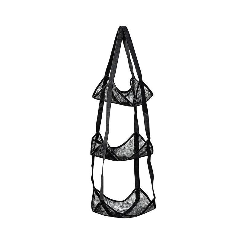 3/4 Tier Mesh Hanging Ball Storage Bag Wall Mount Sports Organizer for Basketball Football Volleyball Doll Toys Playroom Garage