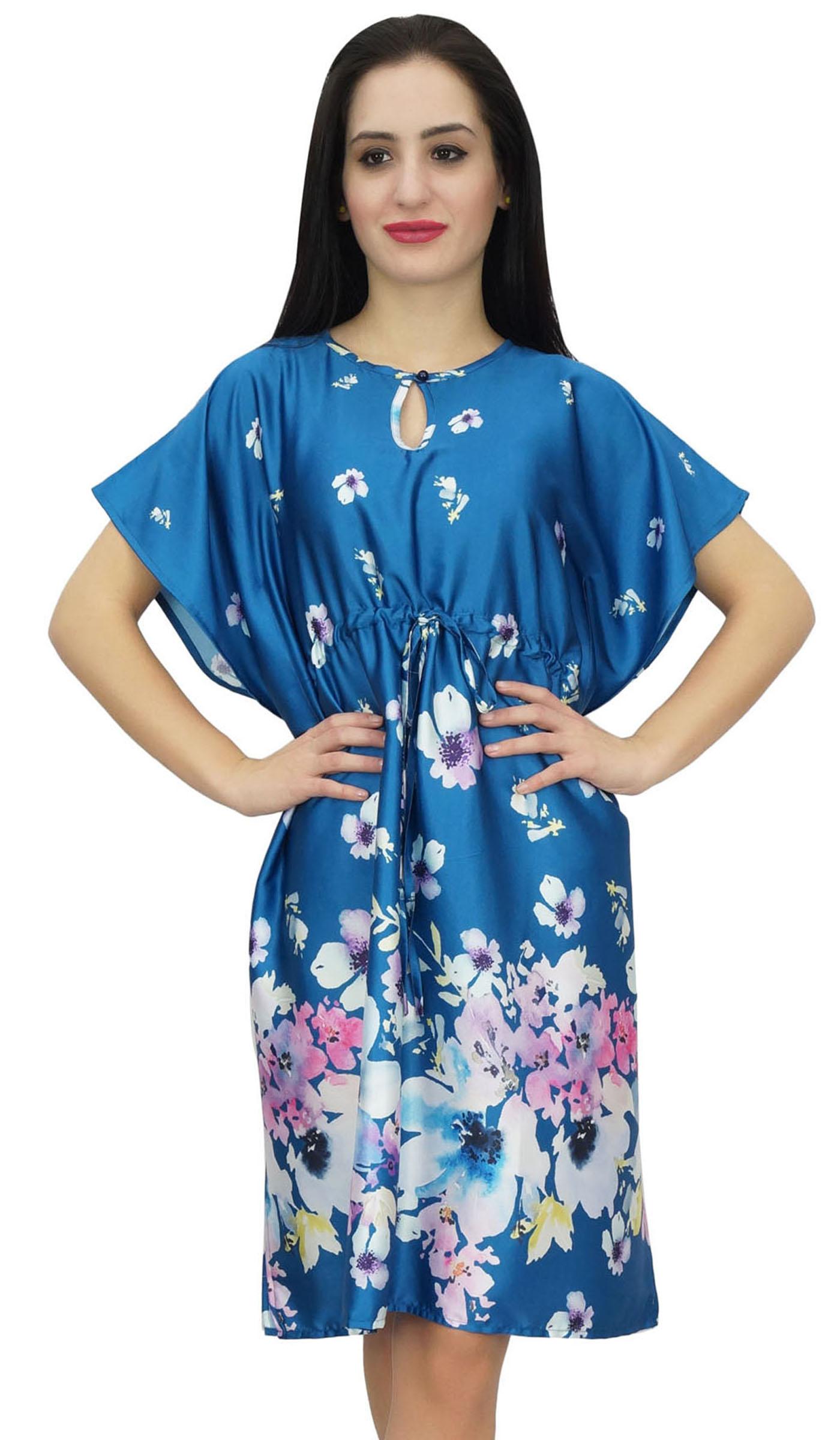 

Bimba Womens Floral Satin Black Kimono Bridesmaid Drawstring Short Kaftan-10 8 чирок синього кольору