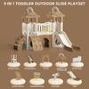 Toddler Slide 9 in 1 Jungle Slide Outdoor Playset for Toddlers Age 1 Kids Baby Indoor Playground for Backyards with Climbing Wa
