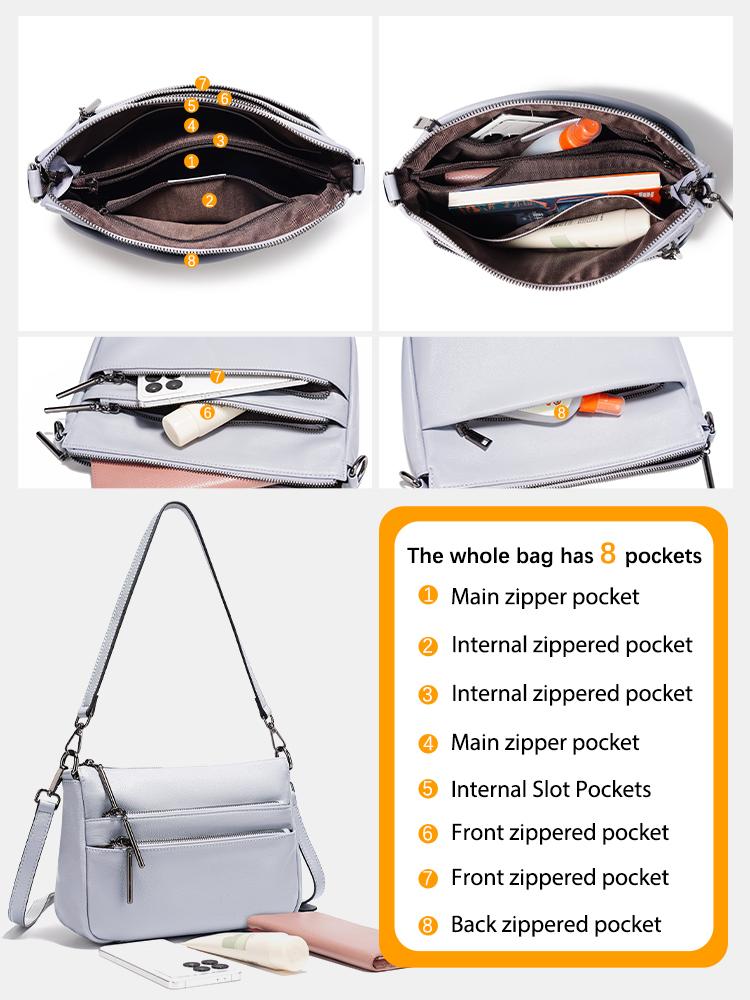 Zency Simple Small Handbag Crossbody for Women Genuine Leather