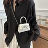 Stylish Mini Square Handbag For Women In Black And Rose Pink With Chain Shoulder Strap