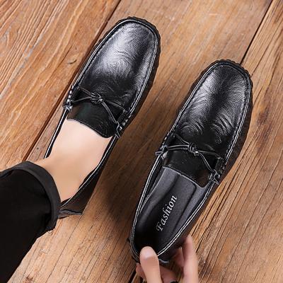 Mens Loafers Business Genuine Leather Black Men'S Shoes Italian Designer Casual Flats Male Summer Driving Shoes Slip On Footwear
