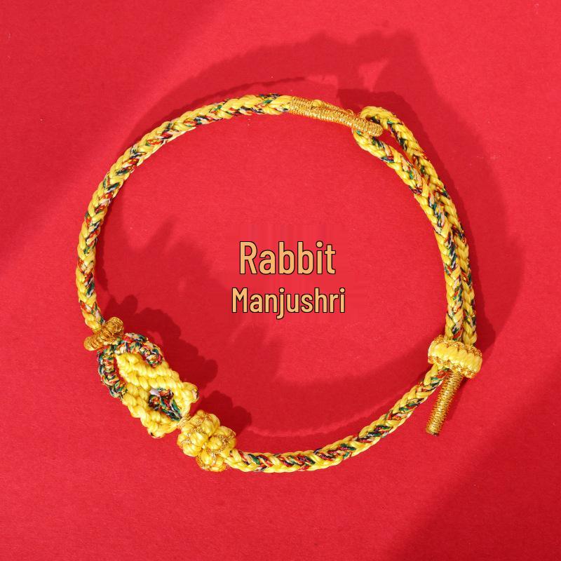 Year of the Horse Zodiac Red String Bracelet with Eight Guardian Deities Amulet