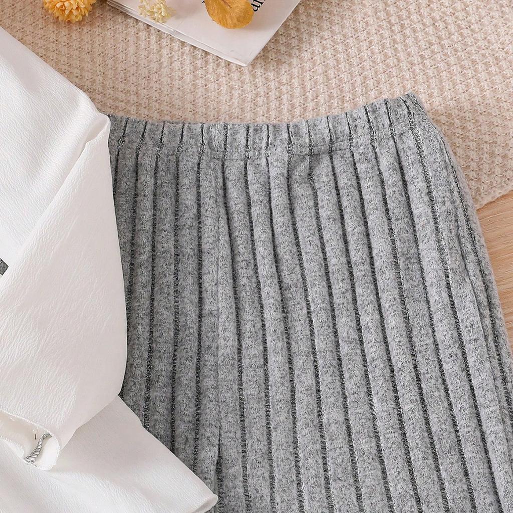 2025 Dívčí podzimní souprava Patchworkový top se vzhledem dvoudílného + Stylové rozšířené kalhoty 2dílná