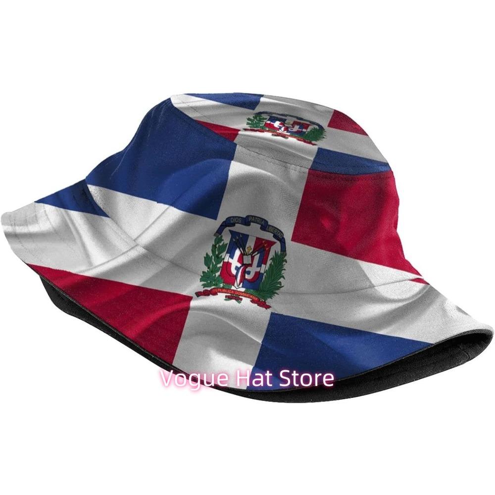 Cute Dominican Flag Print Bucket Hat Summer Travel Fisherman Cap Packable Outdoor Dominican Cap For Women Men Teens