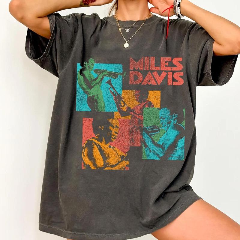 Miles Davis, T-shirt tromba, Maglietta Jazz Summer Men s and Women s Loose and Breathable T-shirt Top S