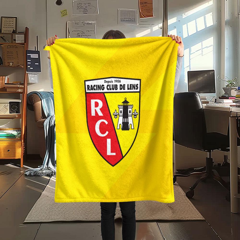 RC Lens Printed Flannel Blanket, soft throw for bedroom sofa, washable,soccer fan merchandise, great gift.