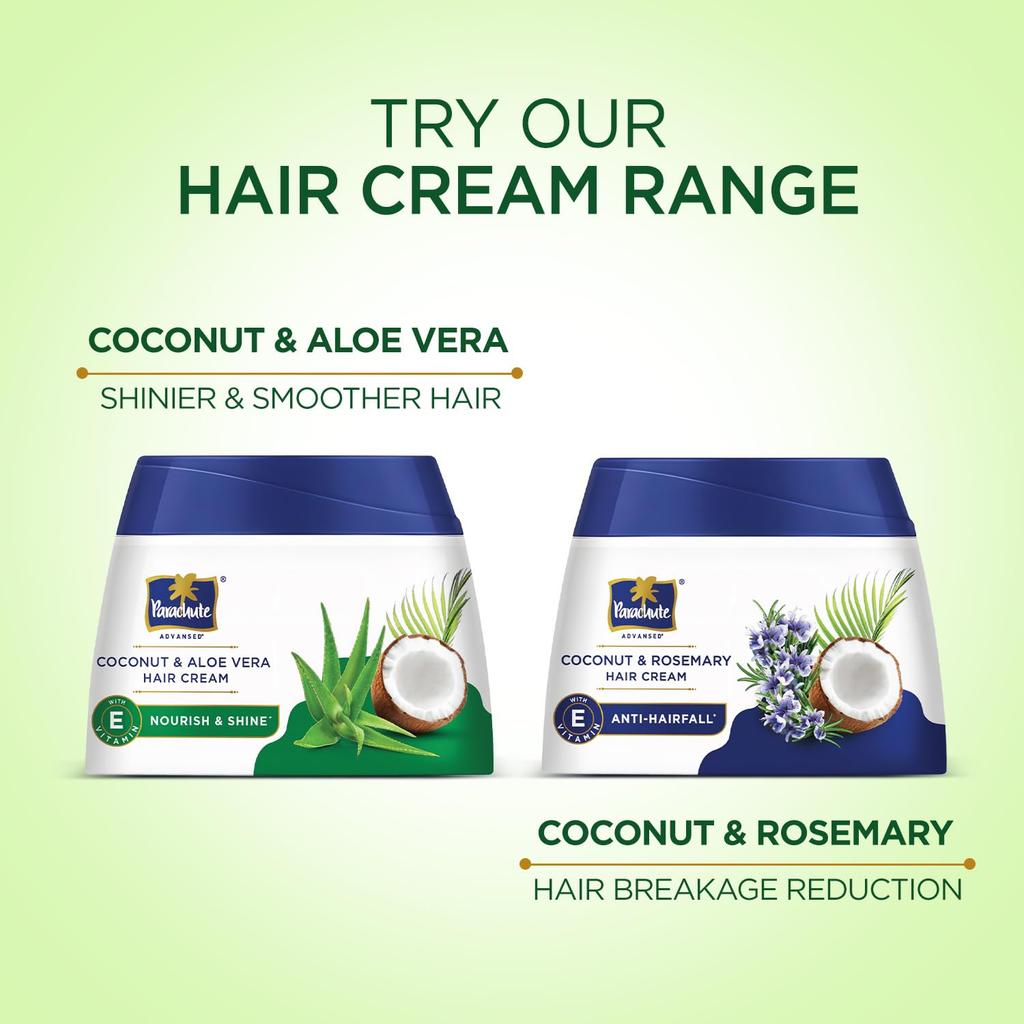 PARACHUTE Hair Cream With Coconut & Aloe Vera 210ml | 2X Smoother Softer Shine | Non-Sticky Leave-In & Pre-Wash Nourishing Cream