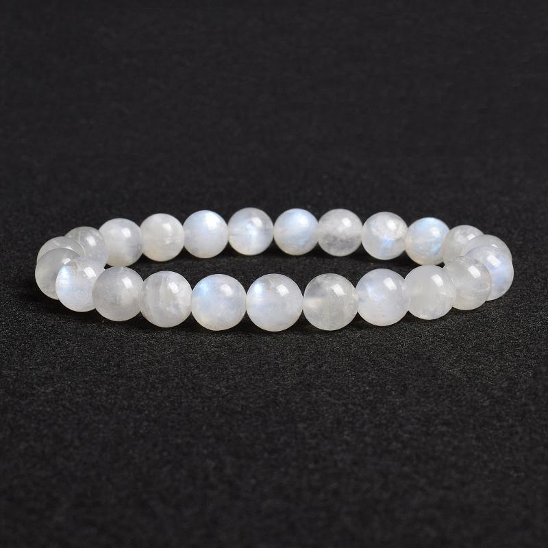 Natural Grey Labradorite Bracelets Flash Smooth Spectrolite Moonstone Round Elastic Beads Bracelet Genuine Natural Stone Jewelry