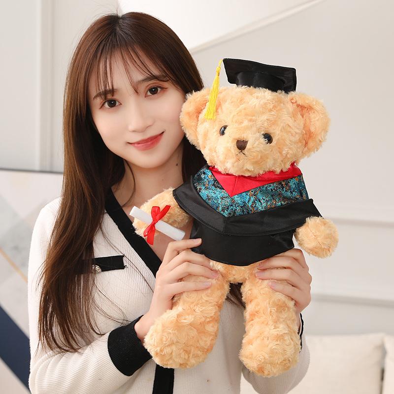 40Cm Brown Teddy Bear Plush Graduation Animal Toy Stuffed Doctor Bachelor University College Souvenir Classmate Gift