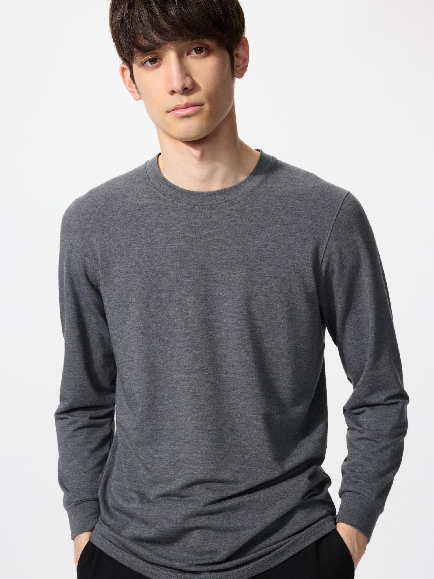 

Uniqlo Warm HeaTTech Хлопковая футболка с круглым вырезом и рукавом 3/4 08 DARK GRAY/XS