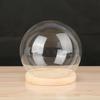 Clear Glass Display Dome with Wooden Base Dollhouse Decoration Bell Jar Display Case Pedestals Micro Landscape Holder