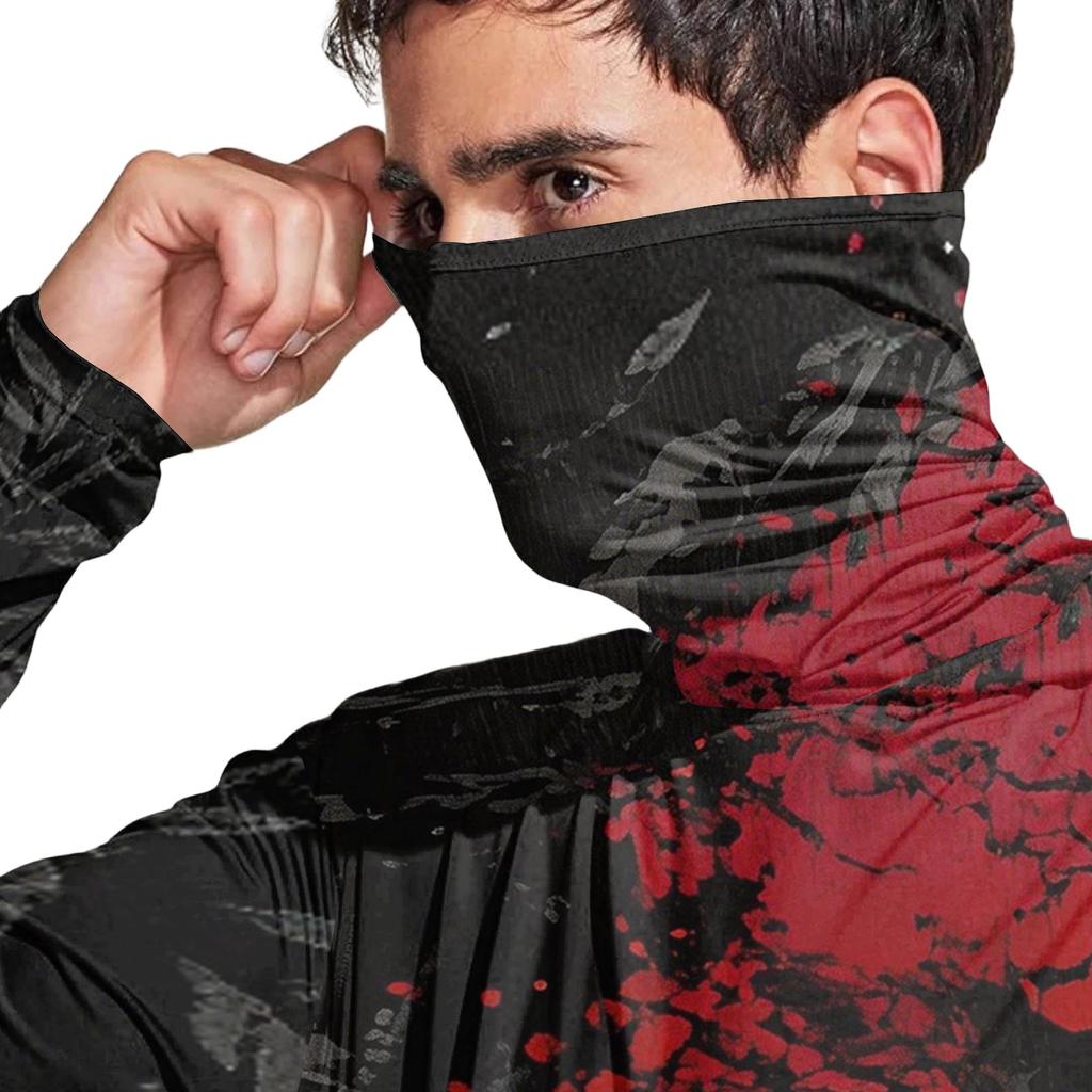 Men's Casual Geometric Print Hooded Long Sleeve Sun Protection Shirt Lightweight Breathable Fabric UV Protection Activewear Top