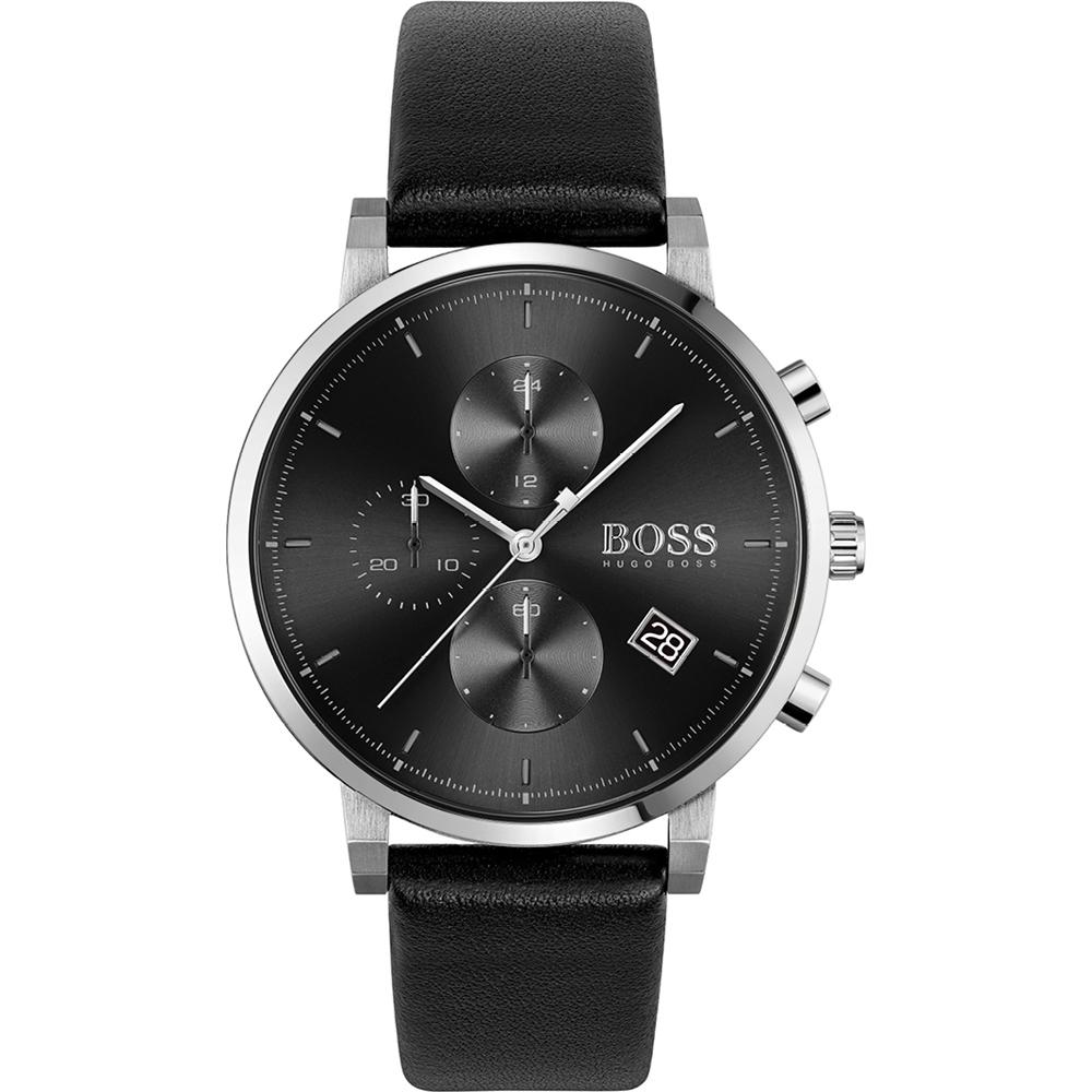 BOSS Integrity Black Leather Black Men s Quartz Watch 1513777 чёрный