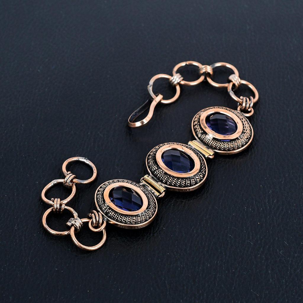 Iolith Armband, 999 Kupferdraht umwickelter Edelsteinschmuck, Handgefertigtes Armband Erstaunlicher Schmuck, Geschenk für Sie