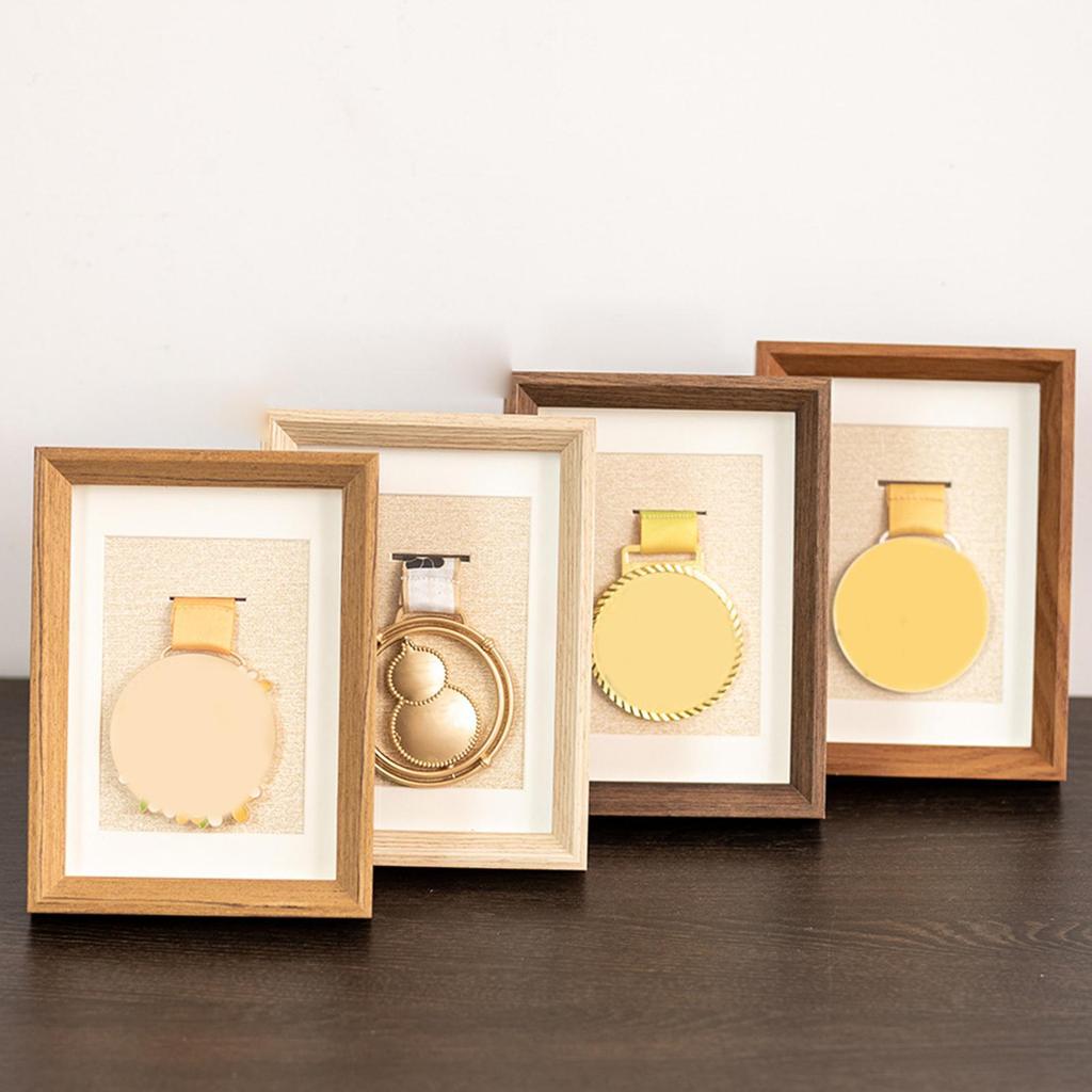 Medal Display Case with Clear Window Wooden for Gymnastics Football Runners