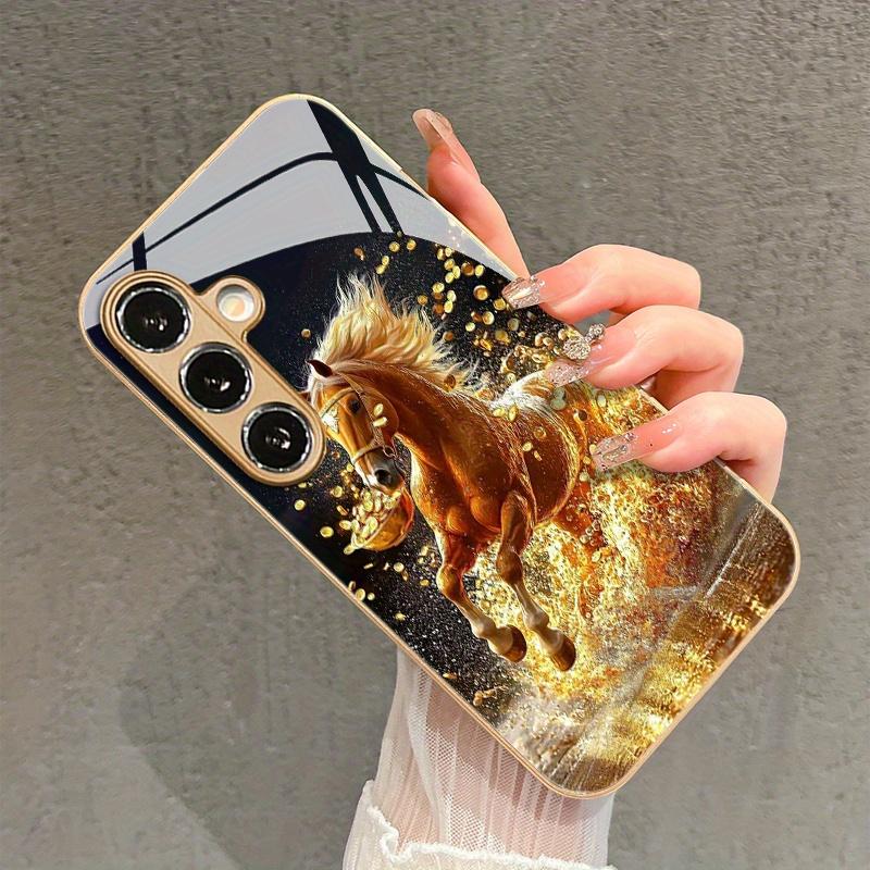 

Новий гальванічно золотий чохол для телефону для Samsung Galaxy S26 Ultra S25 Plus S24 S23 S22 fe загартоване скло Художні текстурні візерунки For Galaxy S22 Ultra