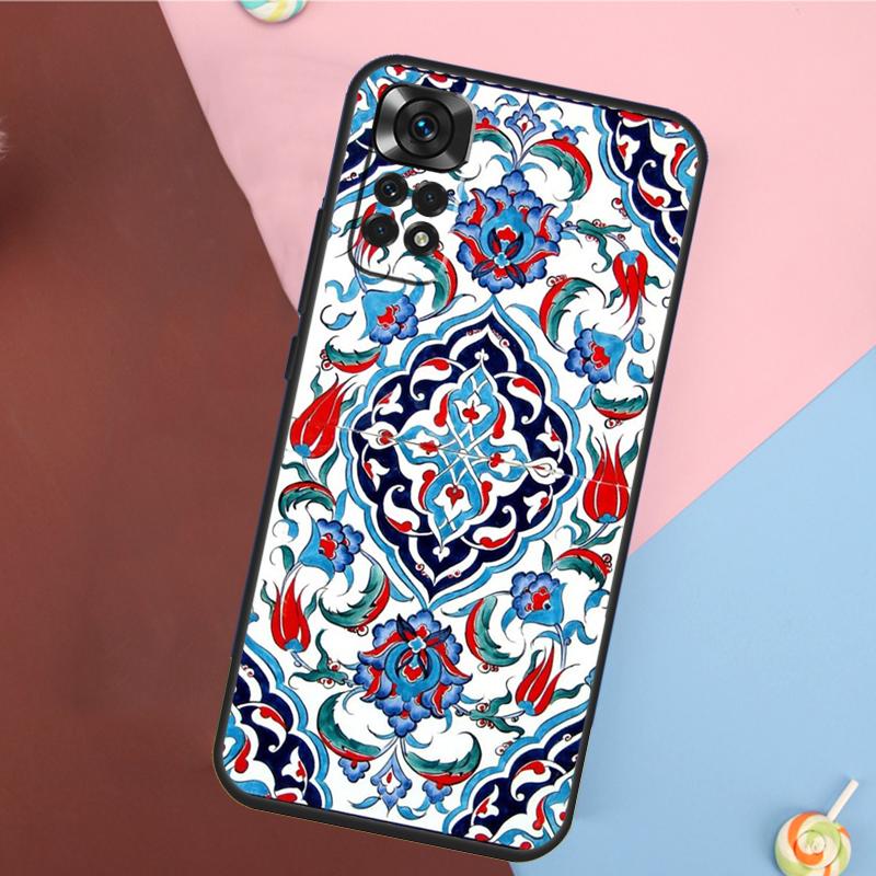 Ancient Floral Tiles Cover For Xiaomi Redmi Note 13 Pro 14 12 11 9 10 9S 10S 11S 12S Redmi 14C 10C 12C 13C Case
