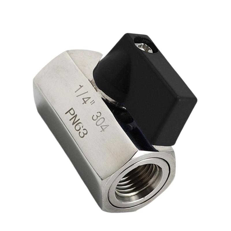 652F Small Space Compatible 1/4" Stainless Steel Ball Valves Double Thread Connection Wide Temperature Ranging Space Saving