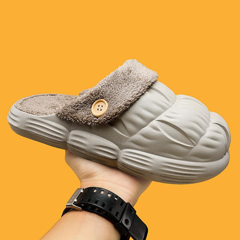 

Мода 2025 Новейшие Водонепроницаемые Хлопковые Тапочки Мужские Зимние Теплые Туфли Толстая Подошва Противоскользящие Для Пары Домашние Уличные Тапочки Унисекс 44-45 серый