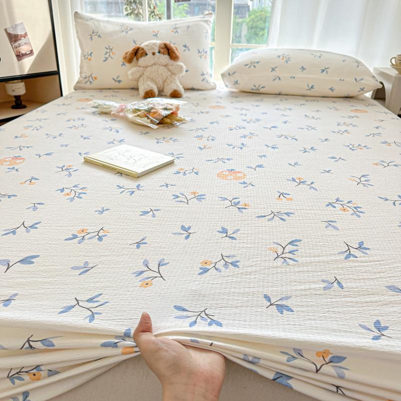 Flower Printed Fitted Bed Sheet Pink Color sabanas150x200 Single/Queen Size Mattress Protector Soft King Size Bed Sheets for Bed