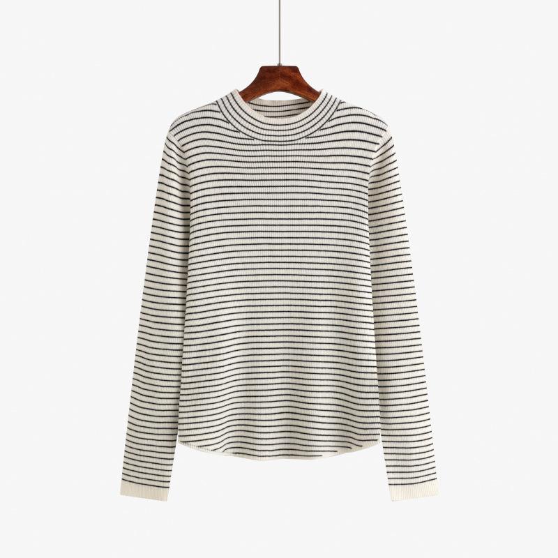 

Женский свитер в полоску с полуводолазкой больших размеров с трикотажной основой XXXXL