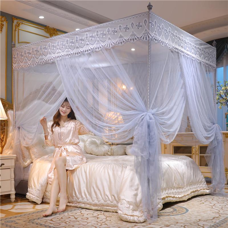 Summer Palace Style Floor-Standing Mosquito Net – Thickened, Encrypted Anti-Mosquito Princess Bed Curtains for Home, Bedroom, or Dormitory.