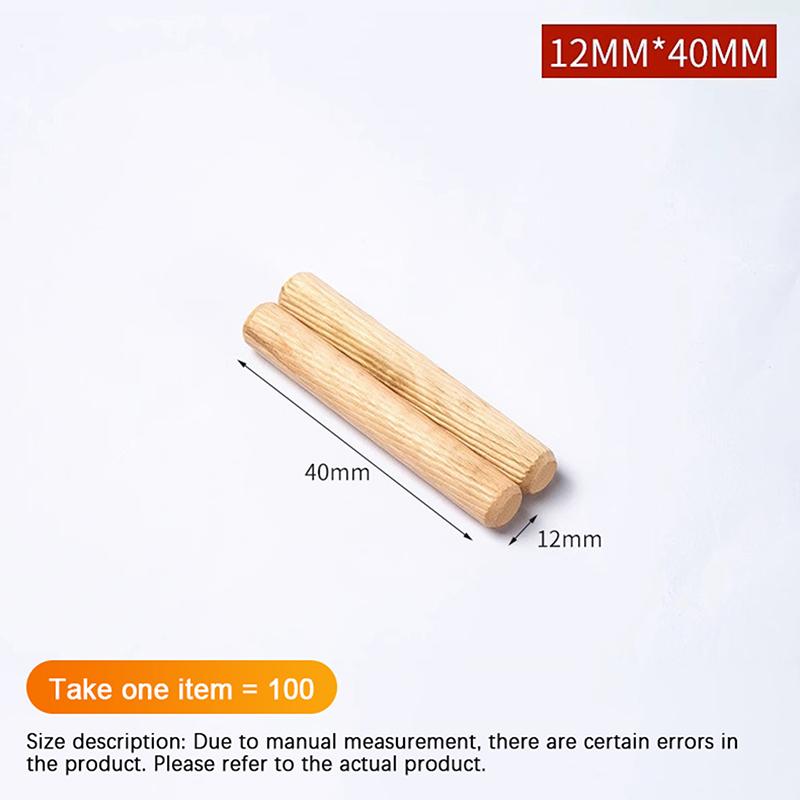 100Pcs/Pack Round Wooden Dowel Pins 6*40Mm 8*40Mm 10*40Mm Cabinet Drawer Round Fluted Diy Woodworking For Dowel Jigs Drill