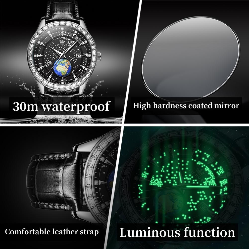 OLEVS Brand Watches New Star Luminous Quartz Watch Fashion Fashion Men's Watch Men's Watch