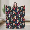 Bright Sugar Skull Cactus Art Flannel Blanket Winter  Warm Soft Throw Blanket for Boy Girl Bedroom Bedspread Sofa Bed Cover