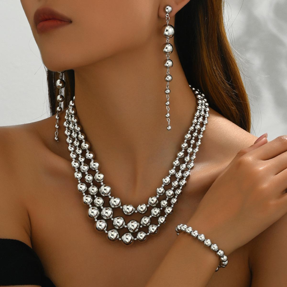 

Женское ожерелье, серьги в стиле Spice Girl, комплект украшений, многослойная цепочка для ключицы, универсальные украшения