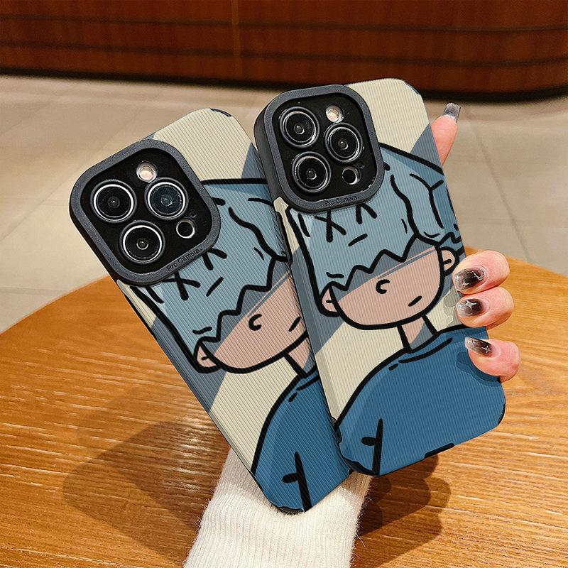 Vertical Leather Shell Fashion Boy Printed Patterned Shockproof Soft Silicone Case with Camera Lens Full Protection for iPhone Samsung
