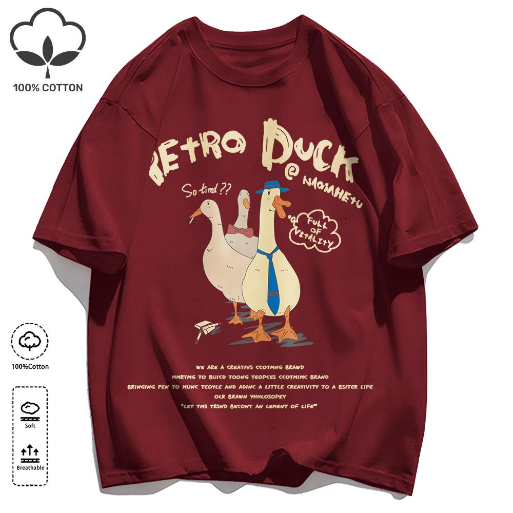 Hot selling prints in Russia T-Shirts Unisex Retro Oversized Short Sleeves Fashion Couple Clothes Unisex Simple Basics Clothing