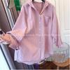 Extra Large 55.5kg Lazy Striped Hooded Sunscreen Shirt Women's Summer Thin Loose Casual Versatile Top