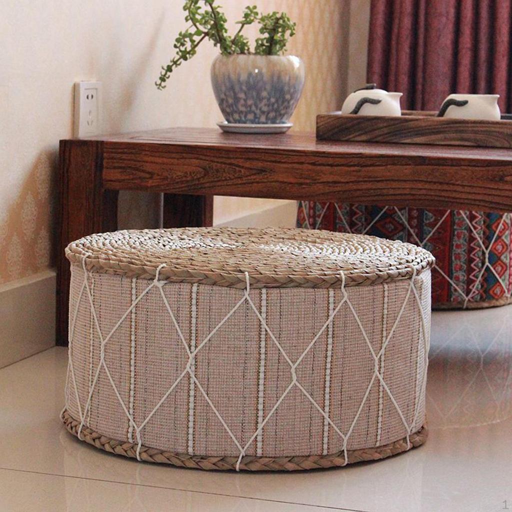30cm Futon Pillow Floor Cushion Handmade Round Meditation Seat Stool Ottoman for Home Decor