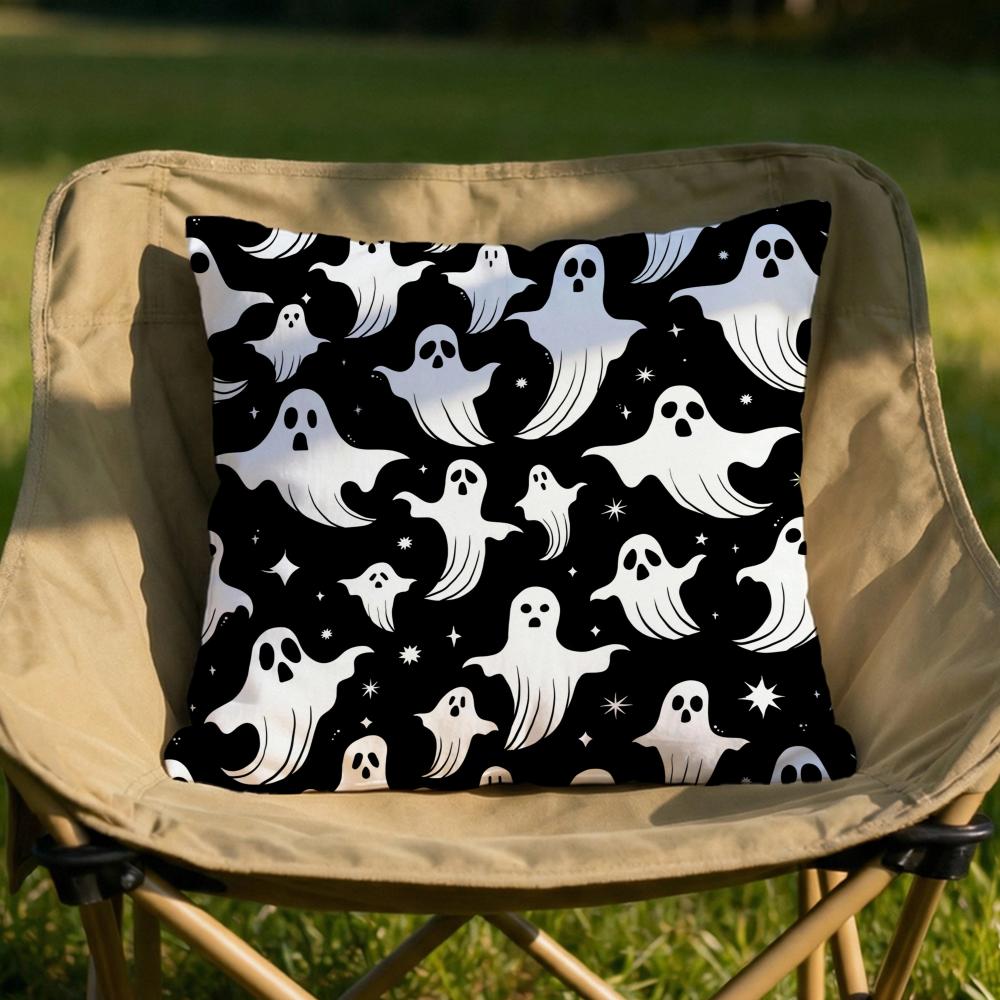 

Spooky Halloween Pumpkin Cushion Cover Soft Reversible Durable Pillow Cover MultiScene Use for Home Car Daily Comfort 30x30cm