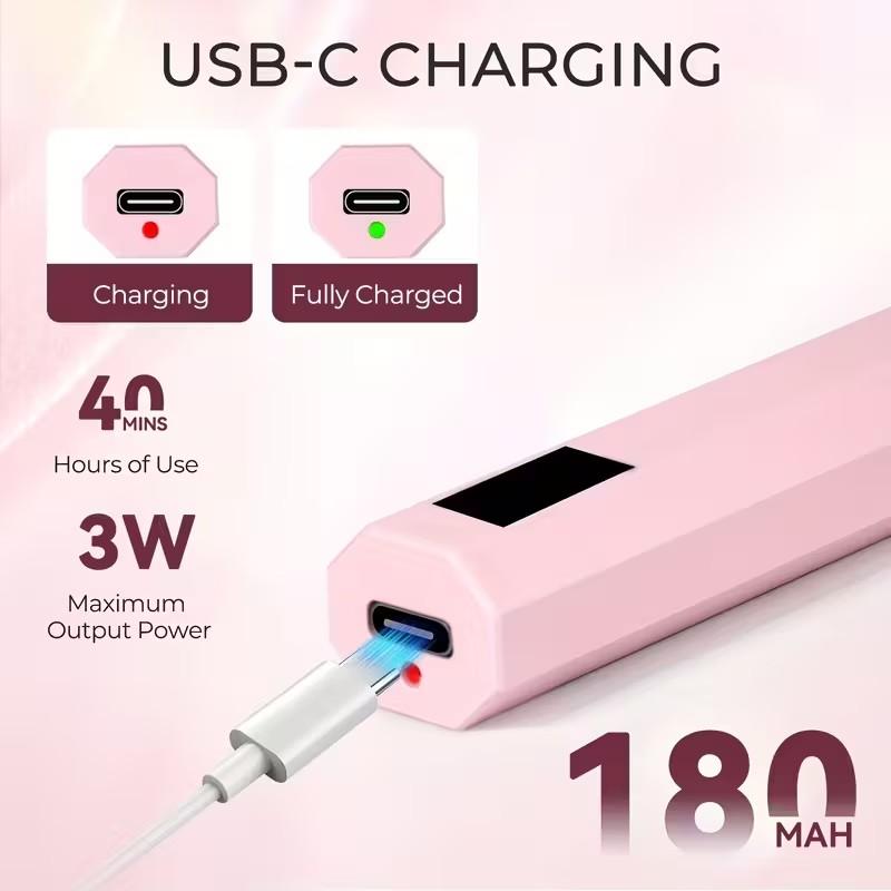 USB Rechargeable Mini Handheld Nail Drying Lamp LCD Display Home Use Nail Polish Quick-Dry Lamp