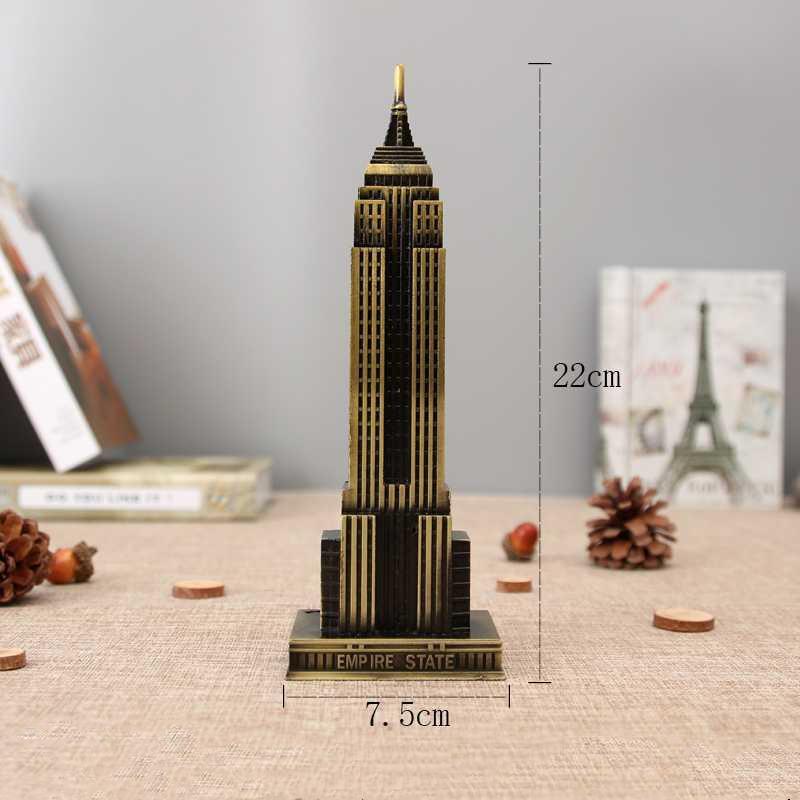 

Антична бронзова модель Емпайр-Стейт-Білдінг, американська визначна пам ятка, сувенірна металева статуетка, настільні маятники 22cm