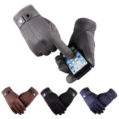 Men Women Winter Warm Suede Leather Fleece Lined Touch Screen Driving Gloves